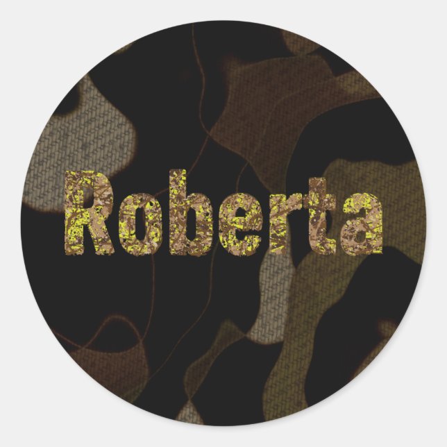 Adesivo Redondo Camuflagem Militar Personalizada Font Roberta (Frente)