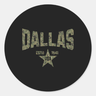 Adesivo Redondo Camuflagem Suvenir EUA Estrela Dallas Texas