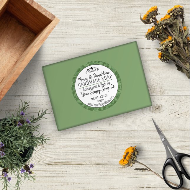 Adesivo Redondo Camuflagem Verde de Sabão Moderno (Criador carregado)