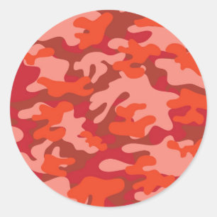 Adesivo Redondo Camuflagem Vermelha