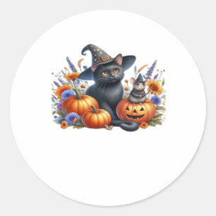 Adesivo Redondo Camundongos de gato halloween Pumpkins T-Shirt Ess