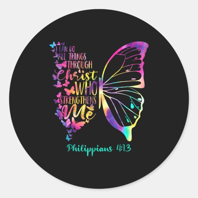 Adesivo Redondo Can Do All Things Through Christ Who Strengthens M (Frente)