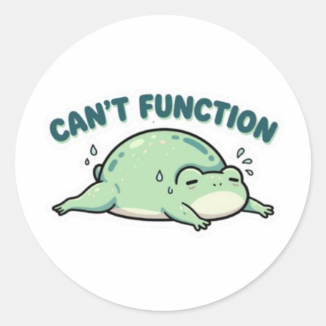 Adesivo Redondo Can’t Function Frog Sticker Cute Exhausted Frog Fu (Frente)