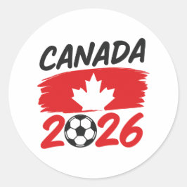 Adesivo Redondo Canada 2026 Soccer Fan Design with Maple Leaf