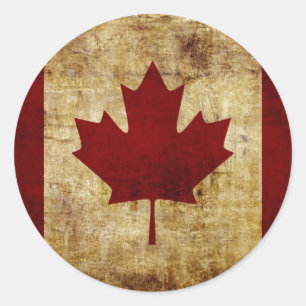 Adesivo Redondo Canadá / Bandeira desgastada