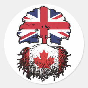 Adesivo Redondo Canadá canadiano British Tree Roots Flag