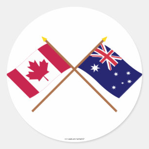 Adesivo Redondo Canadá e bandeiras cruzadas Austrália