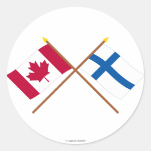 Adesivo Redondo Canadá e bandeiras cruzadas Finlandia
