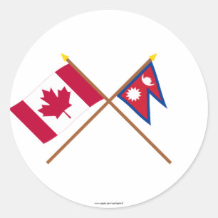 Adesivo Redondo Canadá e bandeiras cruzadas Nepal