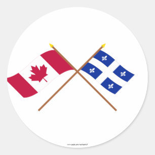 Adesivo Redondo Canadá e bandeiras cruzadas Quebeque