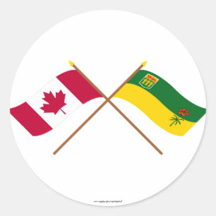 Adesivo Redondo Canadá e bandeiras cruzadas Saskatchewan