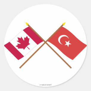 Adesivo Redondo Canadá e bandeiras cruzadas Turquia