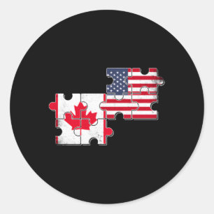 Adesivo Redondo Canadá EUA Flag American Canada