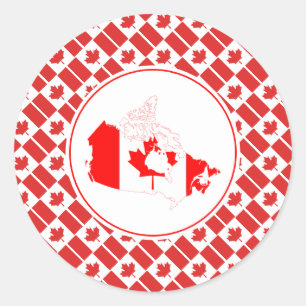 Adesivo Redondo CANADÁ FLAG Canadense Map Na moda Patriótico
