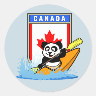 Adesivo Redondo Canadá Kayaking Panda