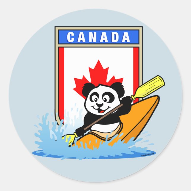 Adesivo Redondo Canadá Kayaking Panda (Frente)
