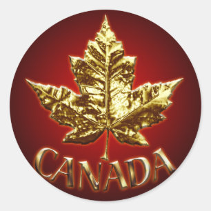 Adesivo Redondo Canadá Souvenir Stickers Mapeador Dourado