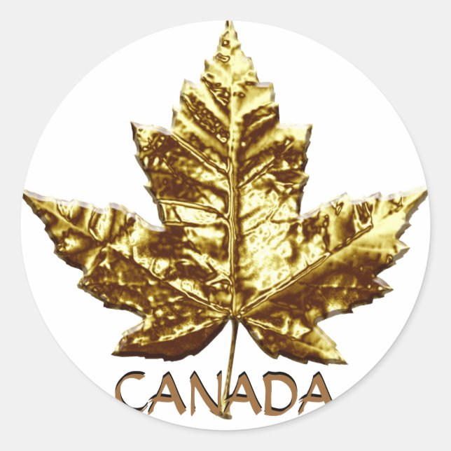 Adesivo Redondo Canadá Souvenir Stickers Mapeador Dourado (Frente)