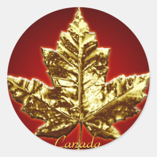 Adesivo Redondo Canadá Souvenir Stickers Mapeador Dourado