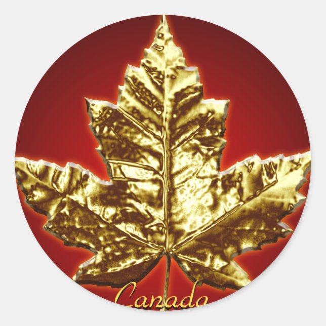 Adesivo Redondo Canadá Souvenir Stickers Mapeador Dourado (Frente)