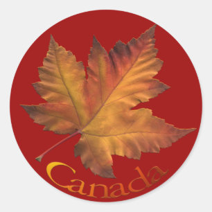 Adesivo Redondo Canadá Souvenir Stickers Maple Leaf Canada Sticke