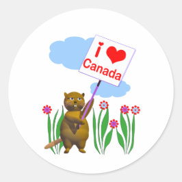 Adesivo Redondo Canadense Beaver ama Canadá