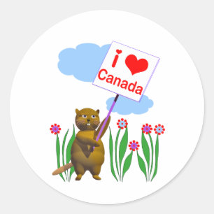 Adesivo Redondo Canadense Beaver ama Canadá