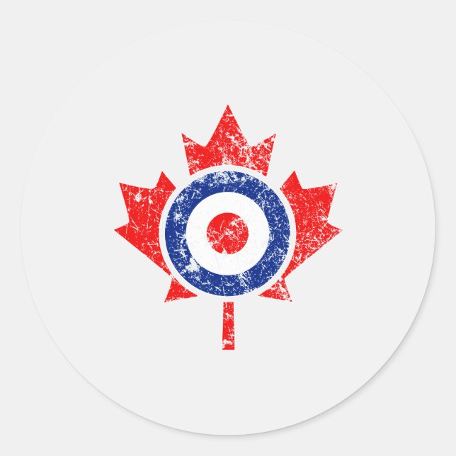 Adesivo Redondo Canadiano Maple Leaf Roundel Grunge Mod CANADA (Frente)