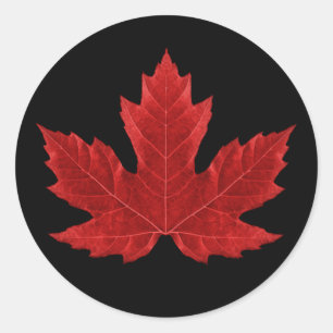 Adesivo Redondo Canadiano Maple Leaf Sticker
