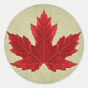 Adesivo Redondo Canadiano Maple Leaf Sticker