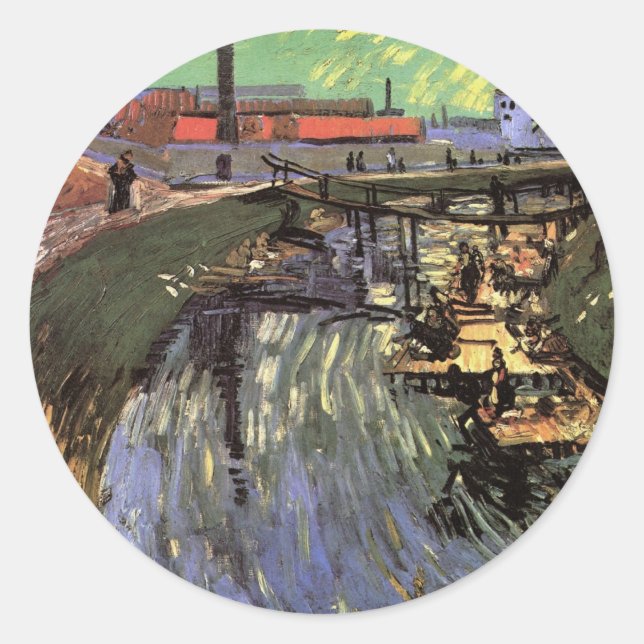 Adesivo Redondo Canal com Washing, de Vincent van Gogh (Frente)