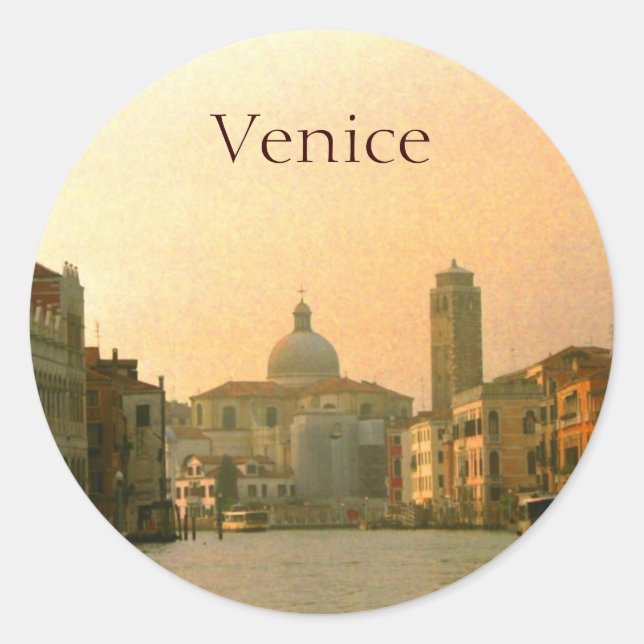 Adesivo Redondo Canal de Veneza Itália Stickers (Frente)