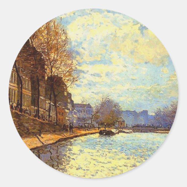 Adesivo Redondo Canal Martin de rua por Sisley Impressionista (Frente)