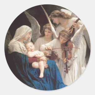 Adesivo Redondo Canção dos anjos, William-Adolphe Bouguereau