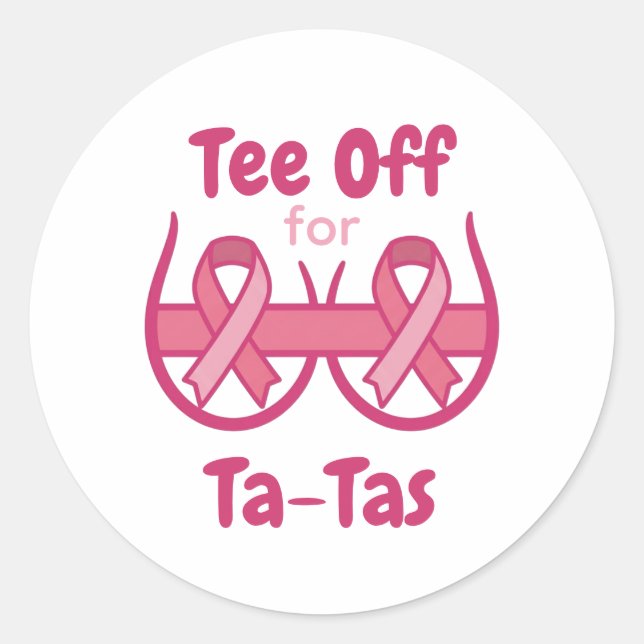 Adesivo Redondo Cancer Awareness Pink Tee Off Ta-Tas (Frente)
