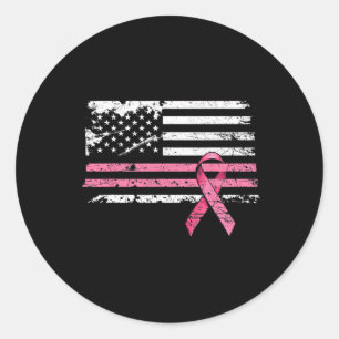 Adesivo Redondo Cancer Camisa bandeira americana Sensibilização do