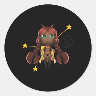 Adesivo Redondo Cancer Chibi Anime Bonitinha