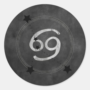 Adesivo Redondo Cancer Crab zodiac constellation black silver