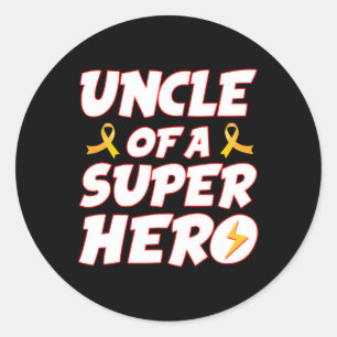 Adesivo Redondo Cancer Da Infância Tio De Uma Família De Super-Her
