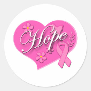 Adesivo Redondo Câncer da mama Fita Rosa Fita Fita Esperança Coraç