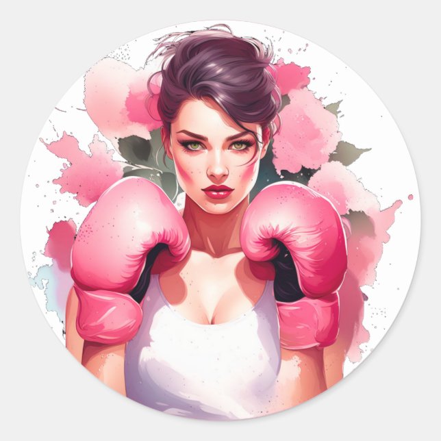 Adesivo Redondo Cancer da mama floral, rosa e Bonito (Frente)