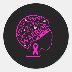 Adesivo Redondo Cancer da mama guerreiro negro afro-americano