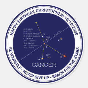 Adesivo Redondo Cancer de constelação Zodiac