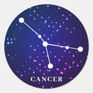 Adesivo Redondo Cancer de Design de constelação Zodiac