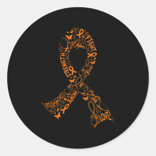 Adesivo Redondo Cancer de Leucemia Luta Contra o Guerreiro Laranja