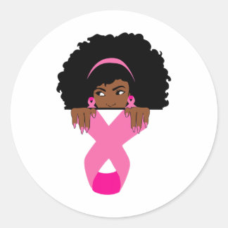 Adesivo Redondo Cancer de mama da América africana Consciência neg