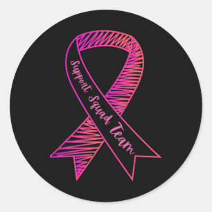 Adesivo Redondo Cancer de Mama da Equipe de Suporte do Dia Mundial