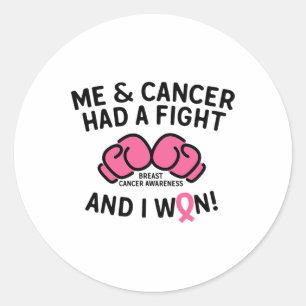 Adesivo Redondo Cancer De Mama Eu Ganhei Apoio A Sobrevivência Do