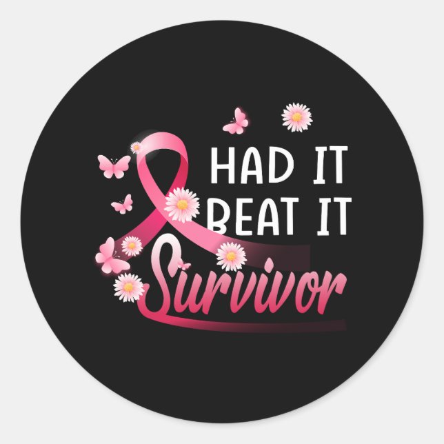 Adesivo Redondo Cancer De Mama Eu Tive Que Suportá-Lo Sobrevivente (Frente)