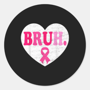 Adesivo Redondo Cancer de Mama na Praça de Suporte do Coração Brut